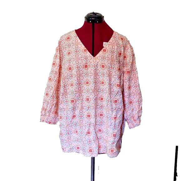 Croft & Barrow Top Blouse Multicolor Women Size XL V Neck - Picture 1 of 7